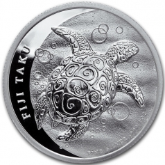 Серебряная монета "Черепаха Таку", Фиджи, 2 доллара