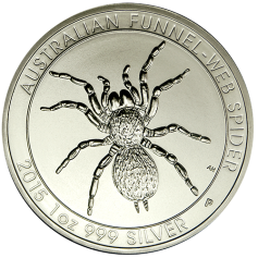 Серебряная монета Австралии 1 доллар "Паук" 31,1 грамм 2015 год